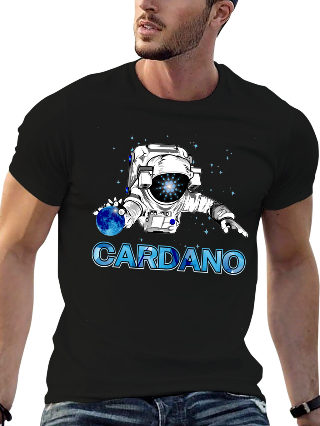 Cardano Crypto Astronaut Graphic T-Shirt