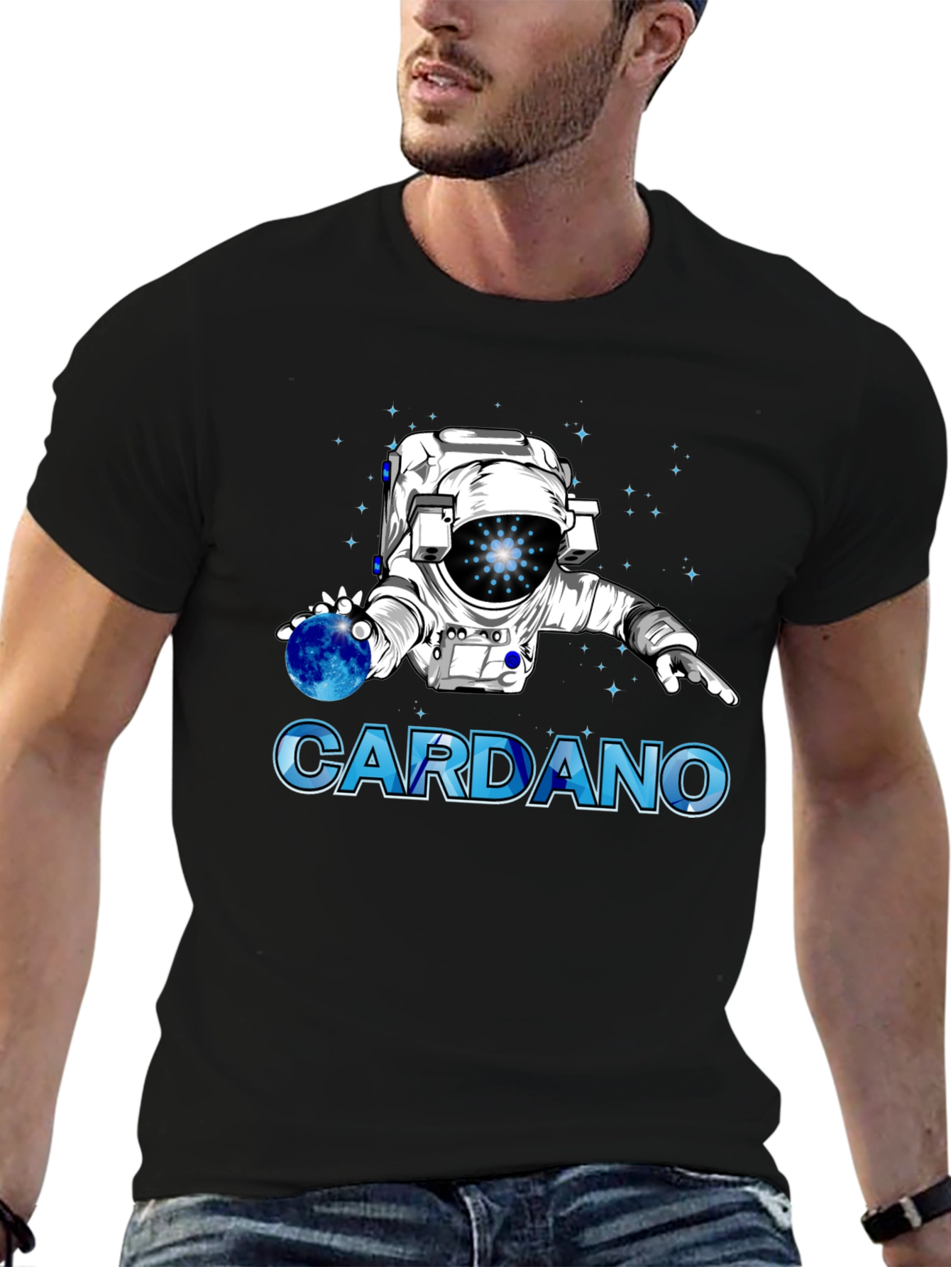 Cardano Crypto Astronaut Graphic T-Shirt