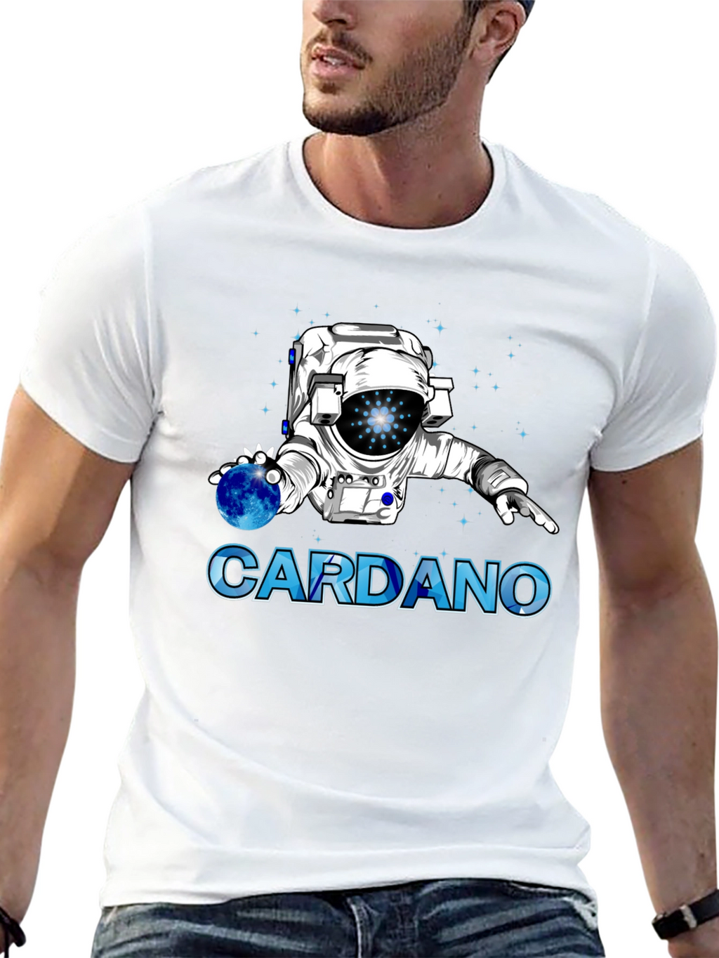 Cardano Crypto Astronaut Graphic T-Shirt