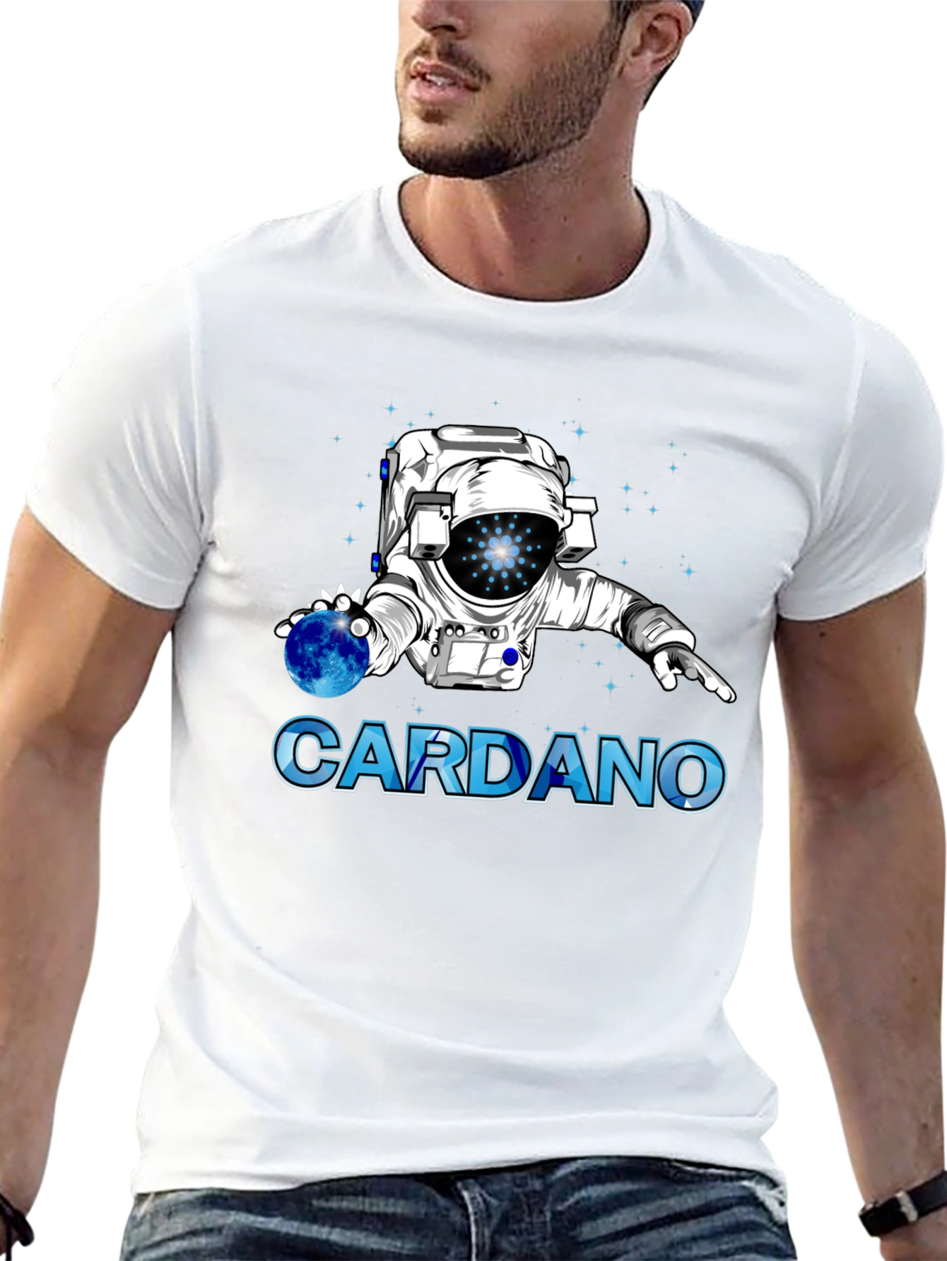 Cardano Crypto Astronaut Graphic T-Shirt