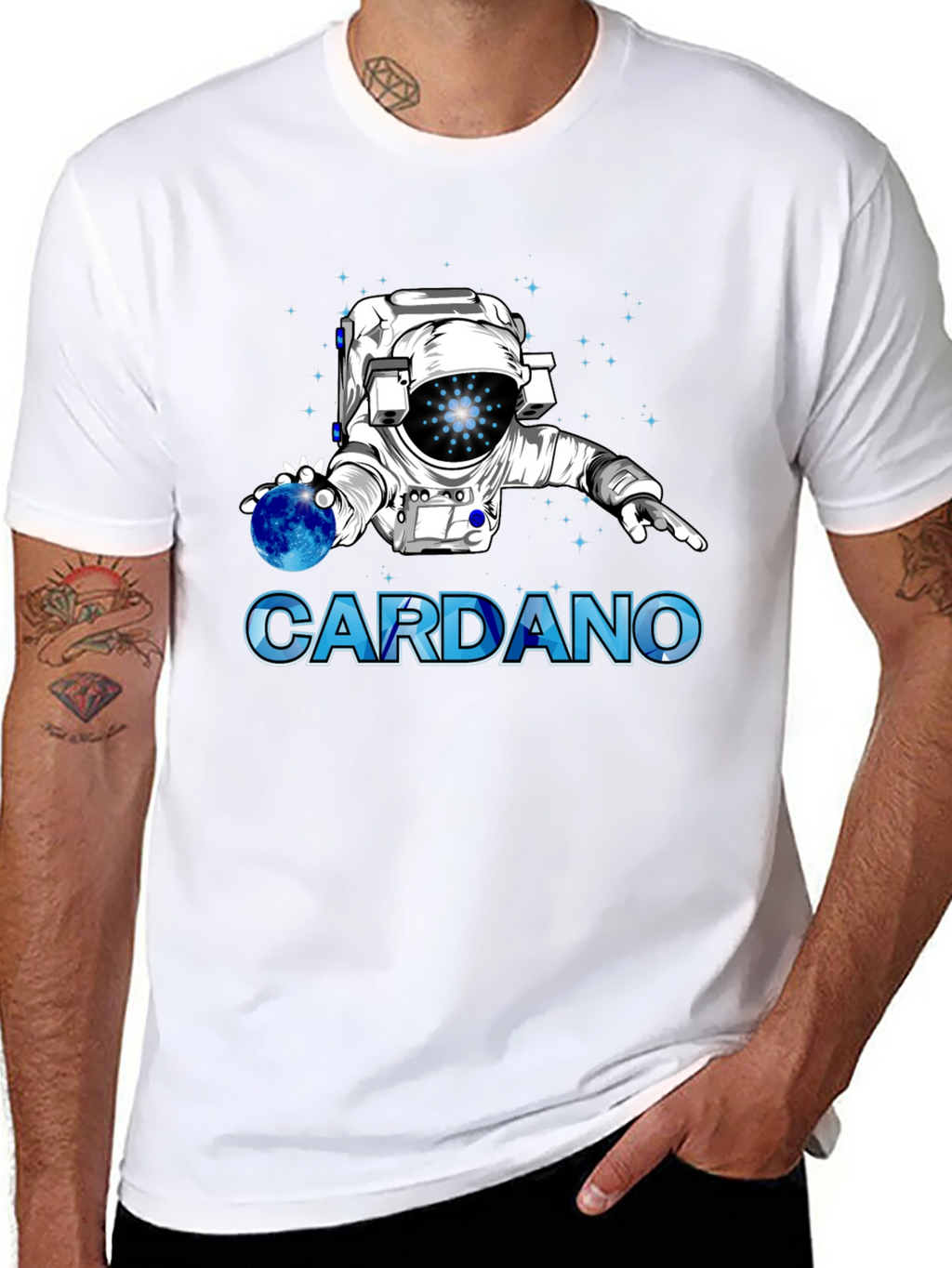 Cardano Crypto Astronaut Graphic T-Shirt