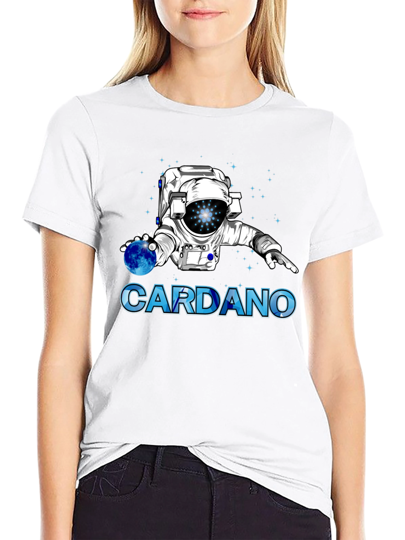 Cardano Crypto Astronaut Graphic T-Shirt