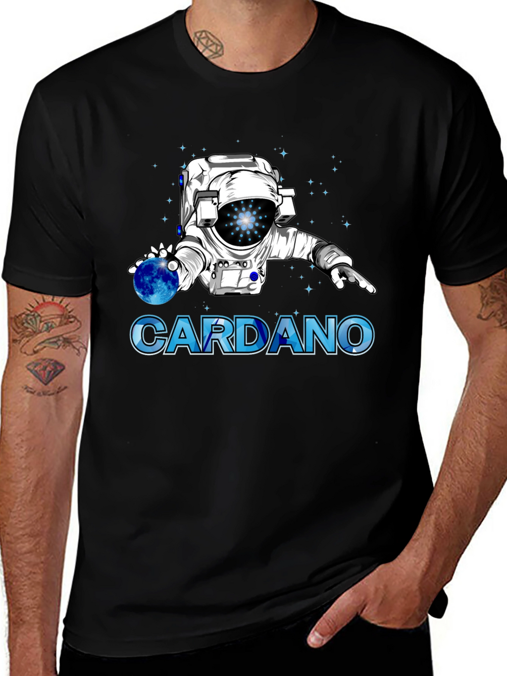 Cardano Crypto Astronaut Graphic T-Shirt