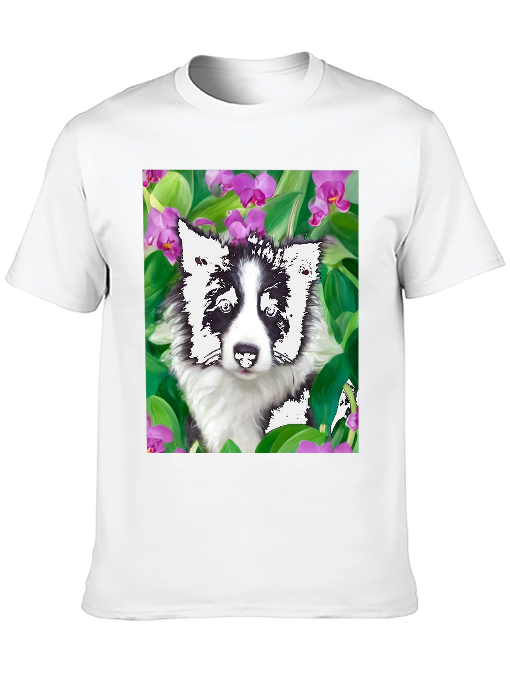 Dog & Flower Graphic Tee - Black T-Shirt