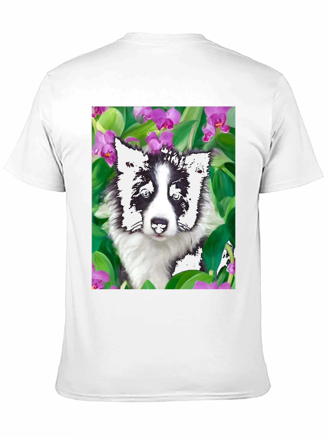 Dog & Flower Graphic Tee - Black T-Shirt
