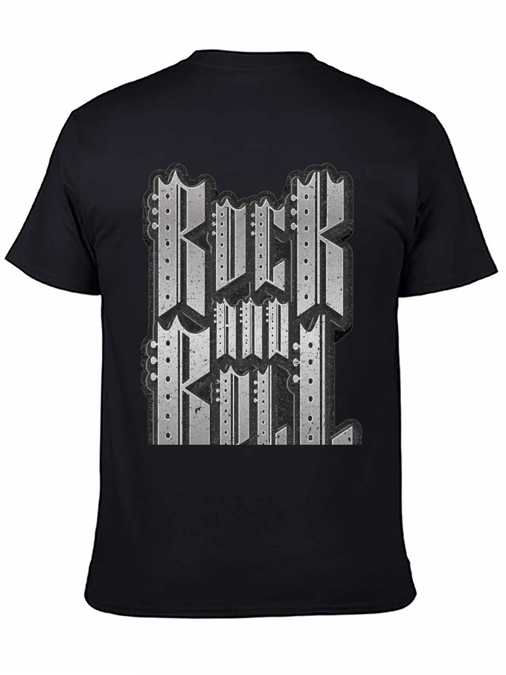 Black Graphic T-Shirt - Rock and Roll Design