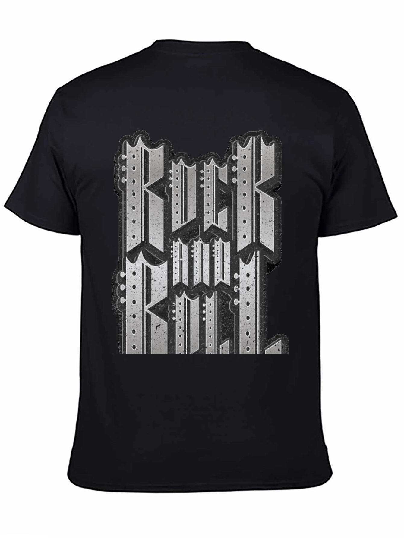 Black Graphic T-Shirt - Rock and Roll Design