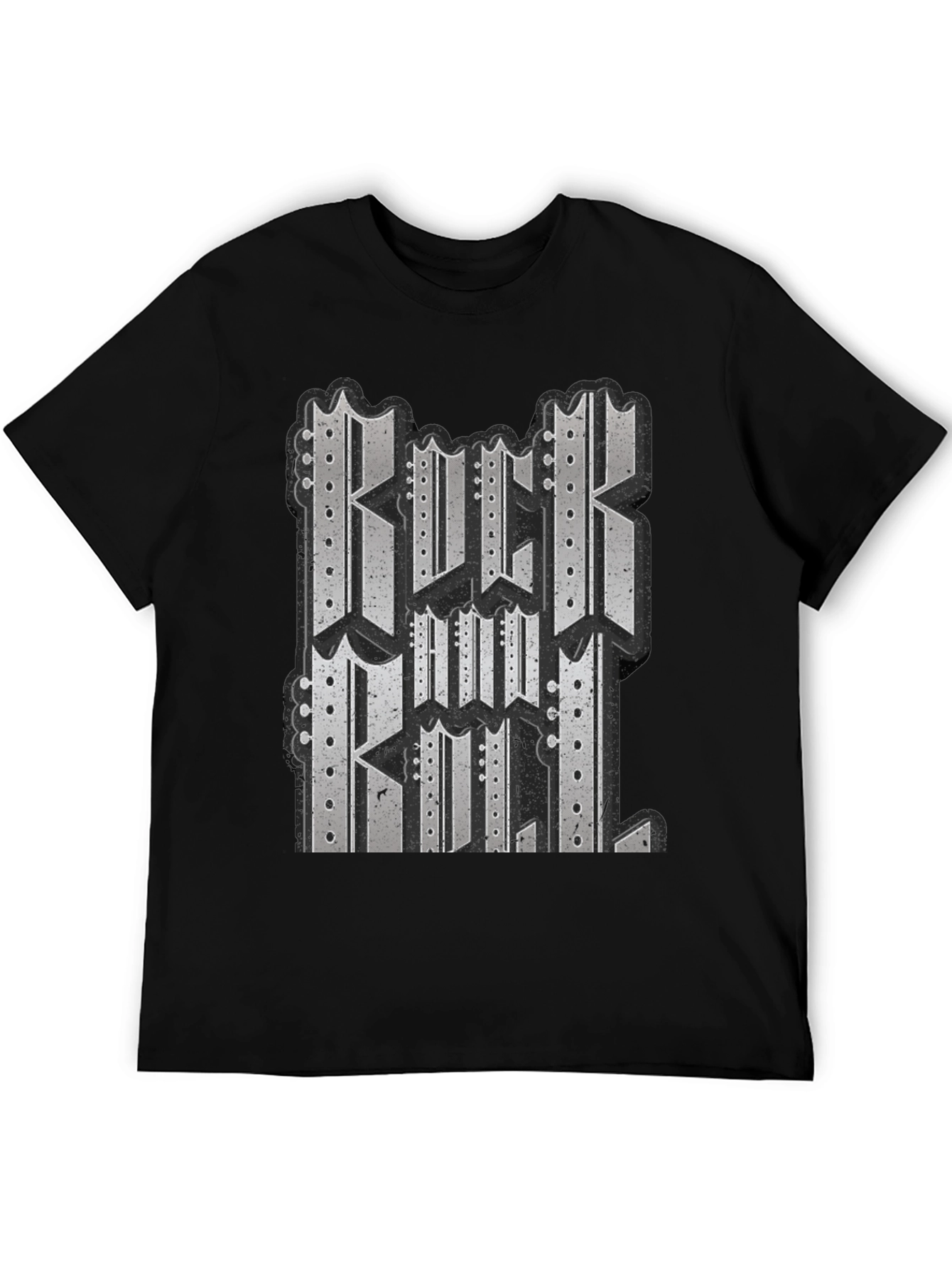 Black Graphic T-Shirt - Rock and Roll Design