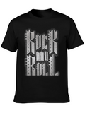 Black Graphic T-Shirt - Rock and Roll Design