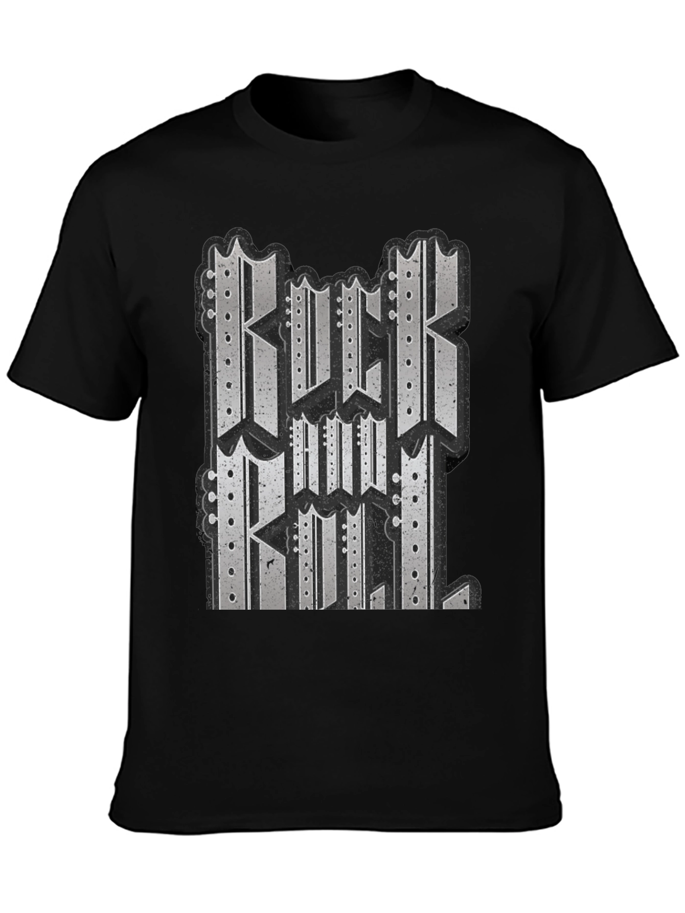 Black Graphic T-Shirt - Rock and Roll Design