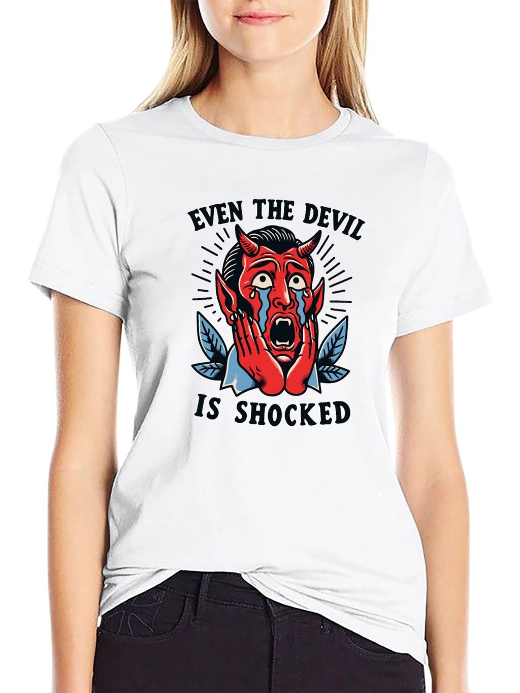 Shocked Devil Graphic Print T-Shirt