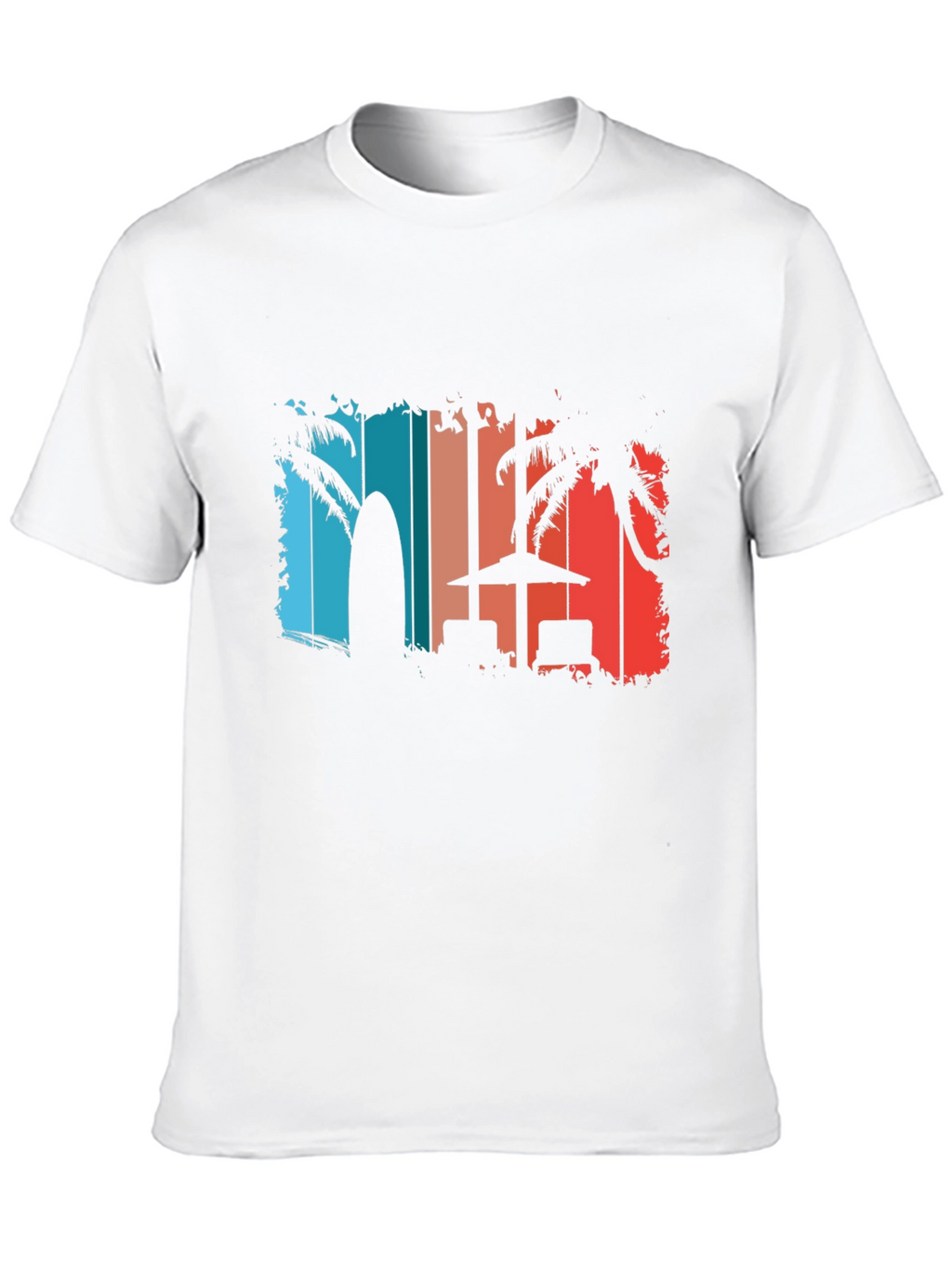 Retro Beach T-Shirt - Palm Tree Surfboard Design