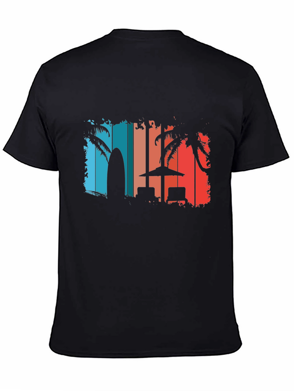 Retro Beach T-Shirt - Palm Tree Surfboard Design
