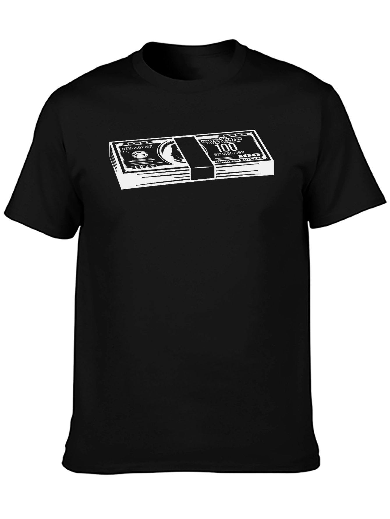 Money Stack Graphic Tee - Black Cotton T-Shirt