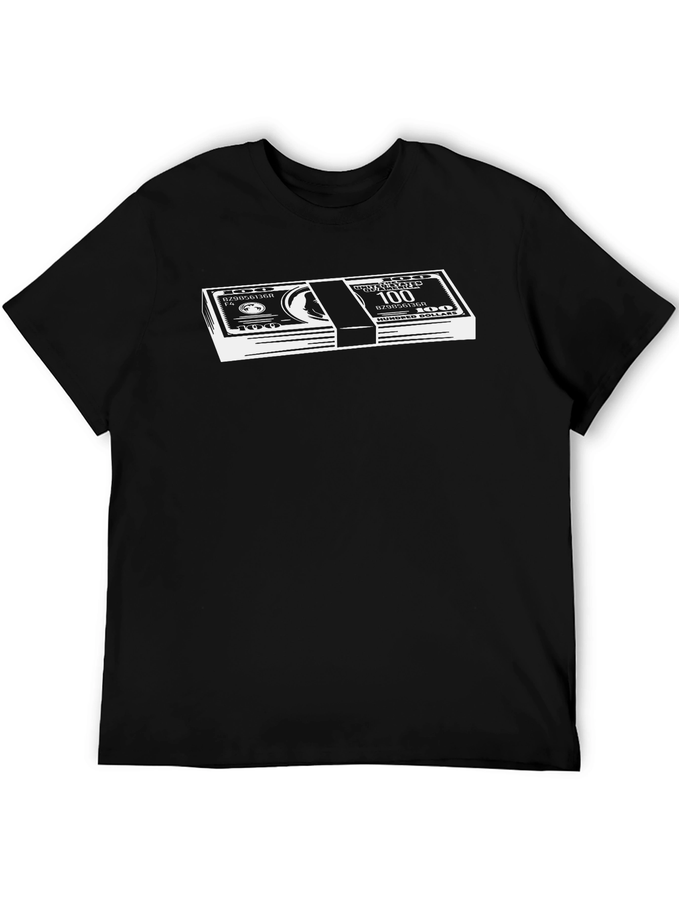 Money Stack Graphic Tee - Black Cotton T-Shirt