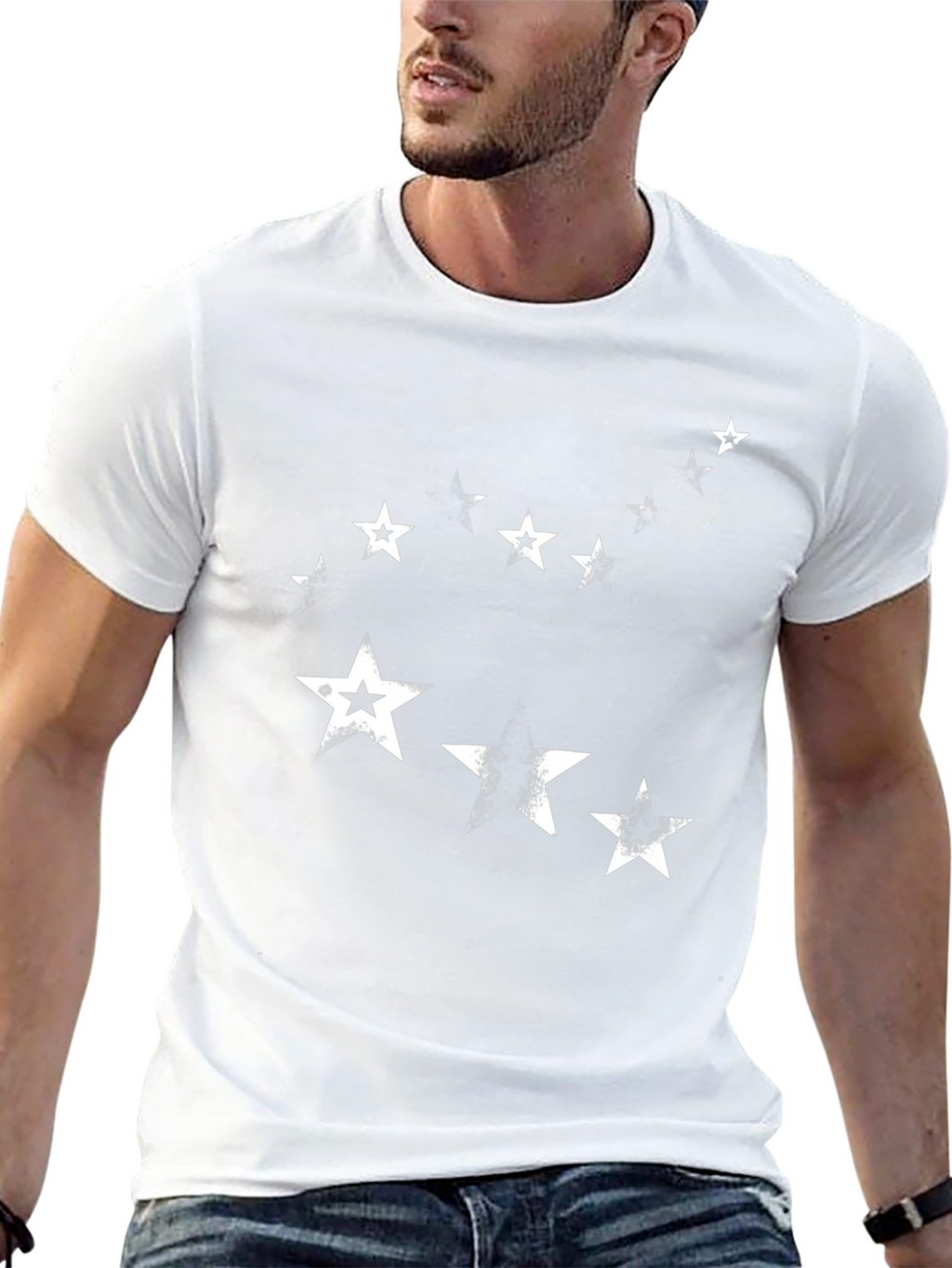 Distressed Star Graphic Tee - Black
