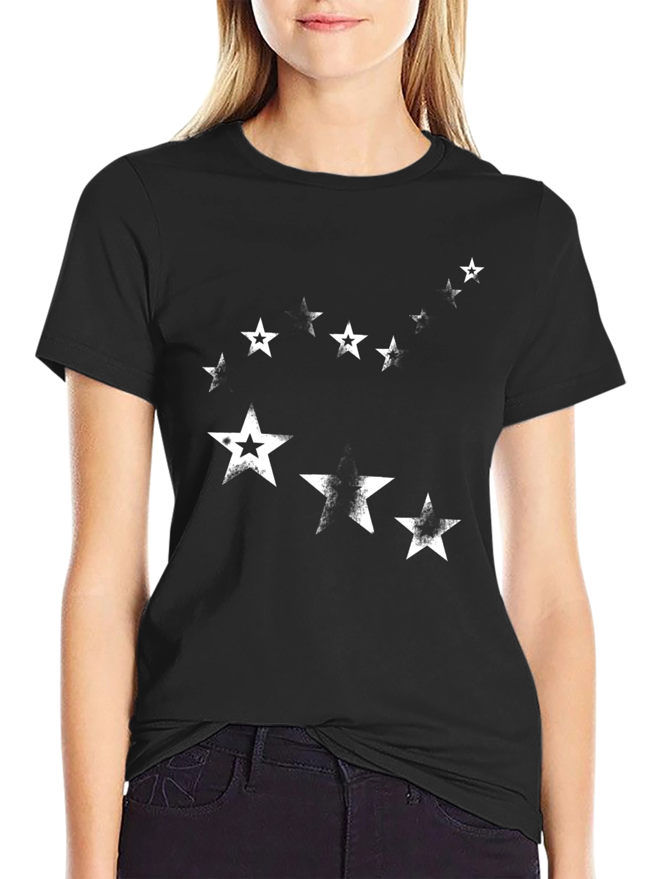 Distressed Star Graphic Tee - Black