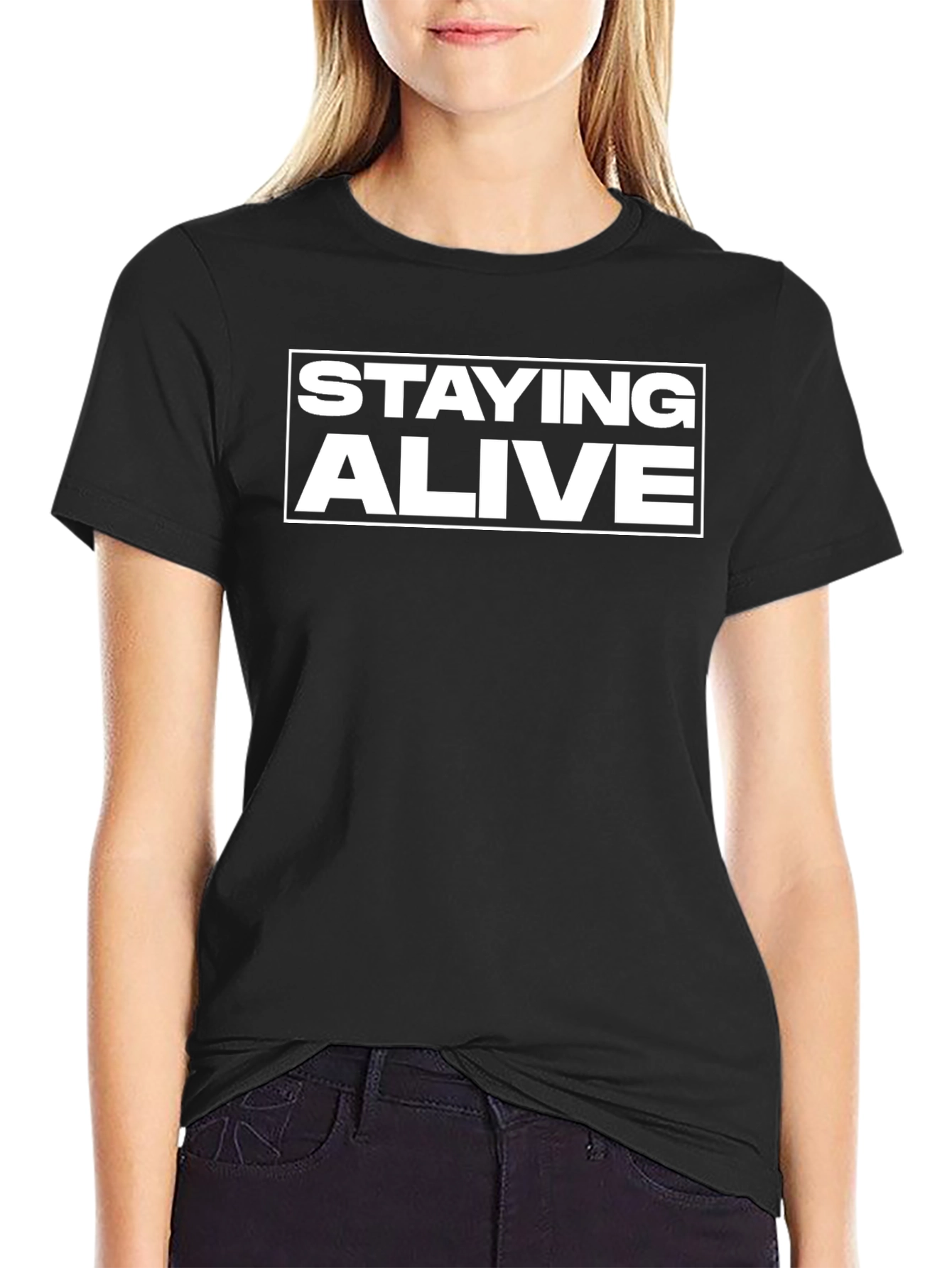 Staying Alive Graphic T-Shirt - Classic Black Tee