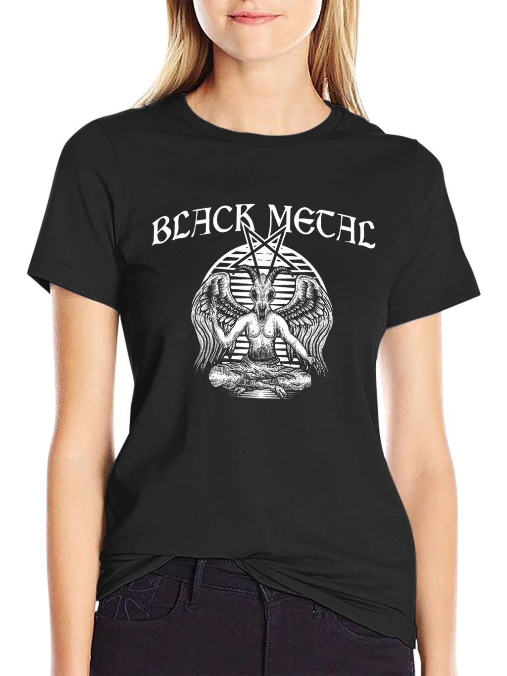 Black Metal Baphomet T-Shirt - Occult Satanic Design