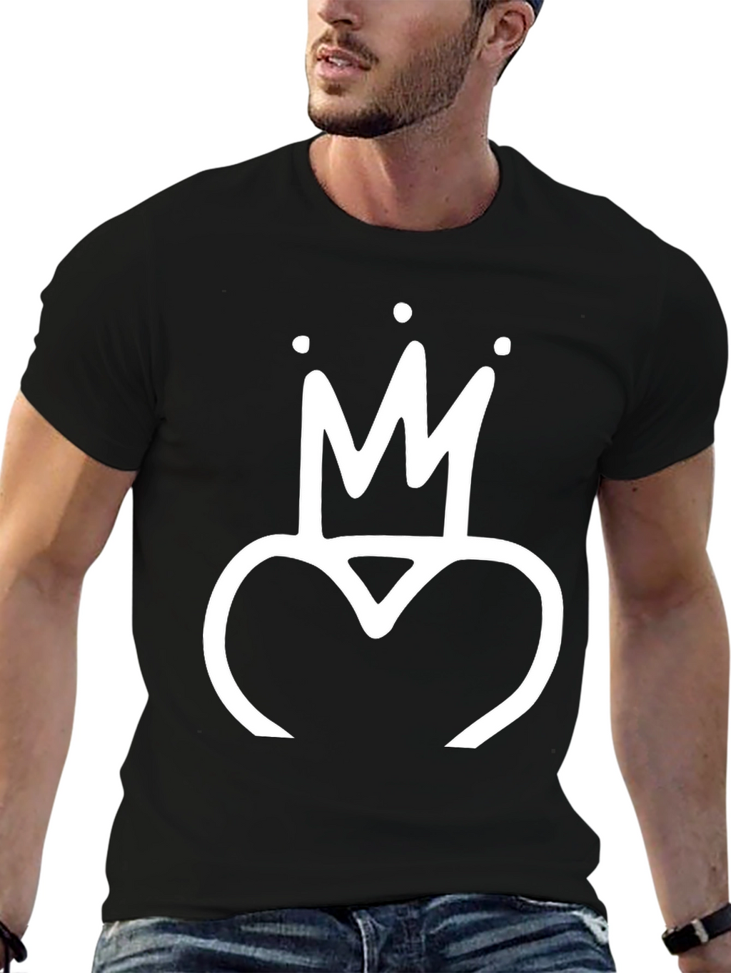 Crown Heart Graphic Tee - Trendy Black T-Shirt