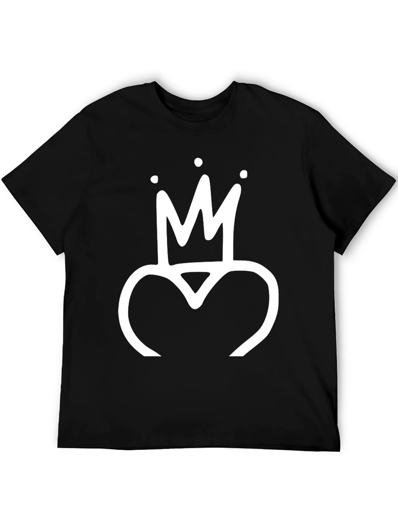Crown Heart Graphic Tee - Trendy Black T-Shirt