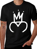 Crown Heart Graphic Tee - Trendy Black T-Shirt