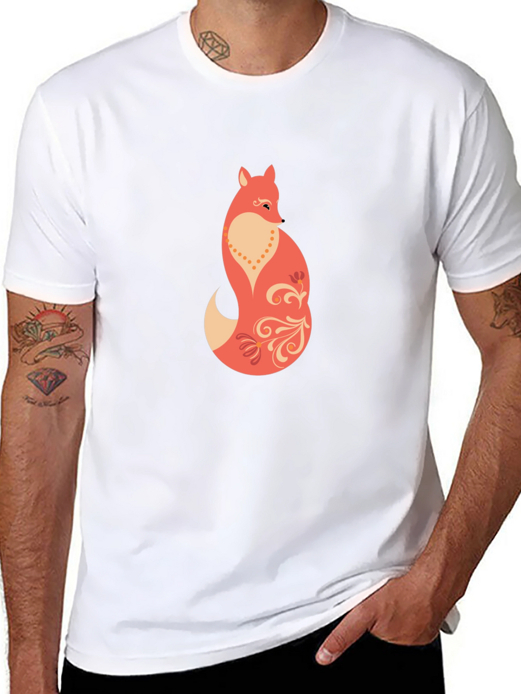 Stylish Fox Graphic Black T-Shirt