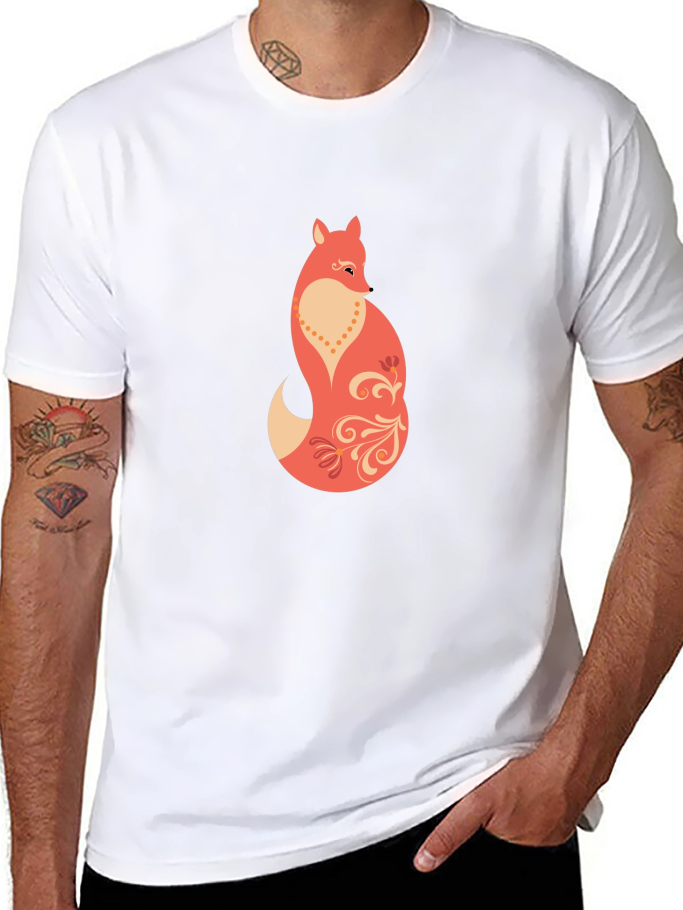 Stylish Fox Graphic Black T-Shirt