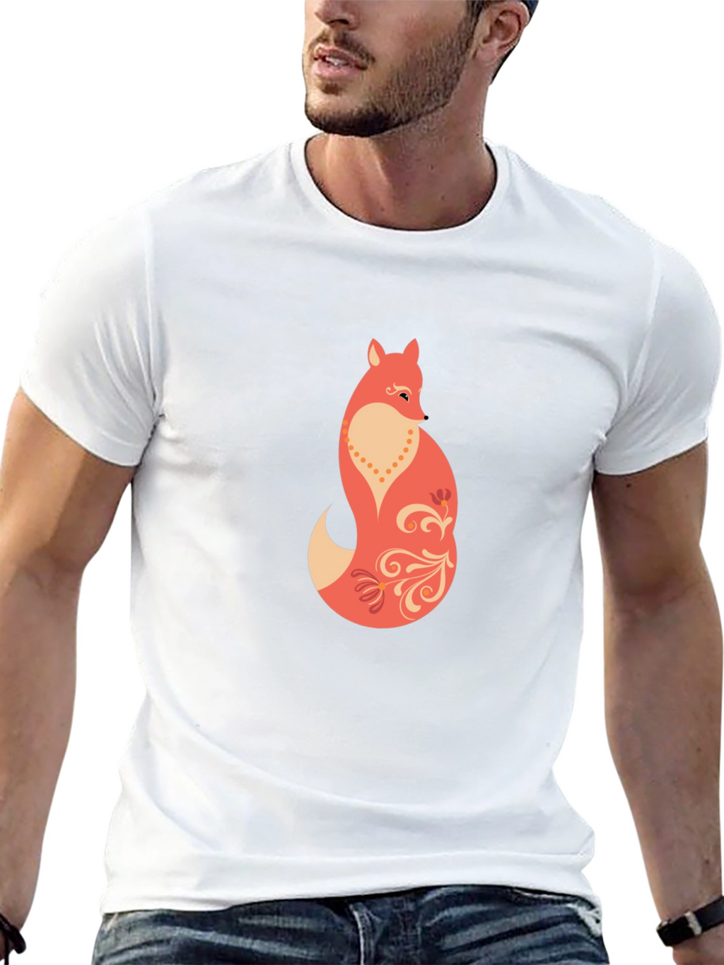 Stylish Fox Graphic Black T-Shirt