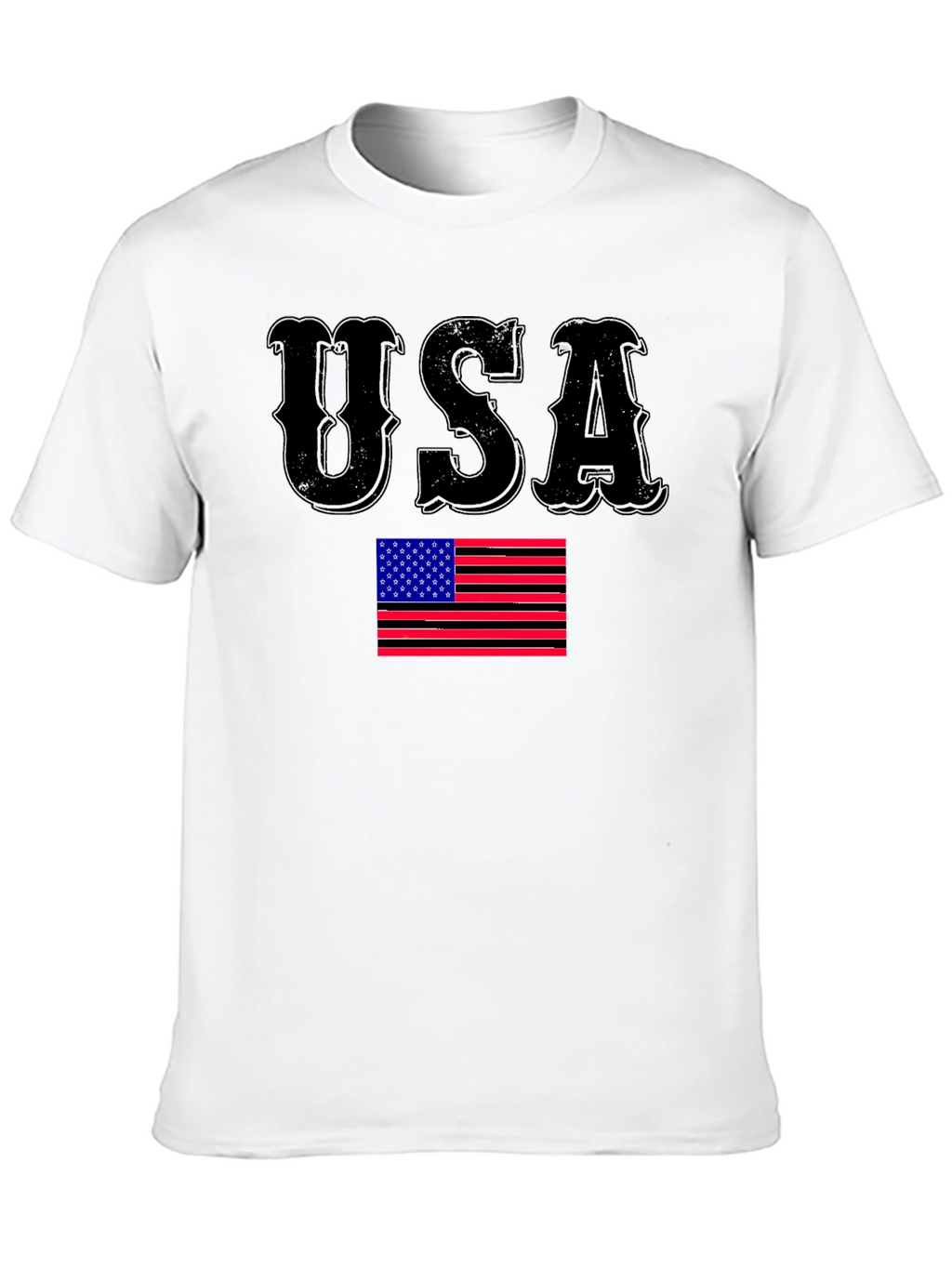 USA Flag Graphic Print Black T-Shirt