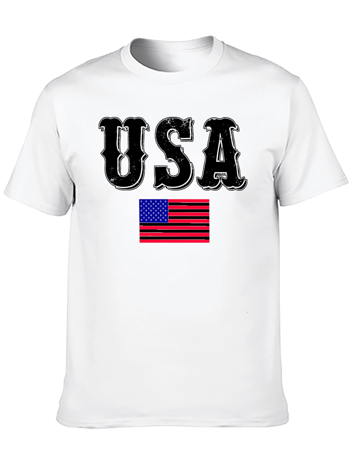USA Flag Graphic Print Black T-Shirt