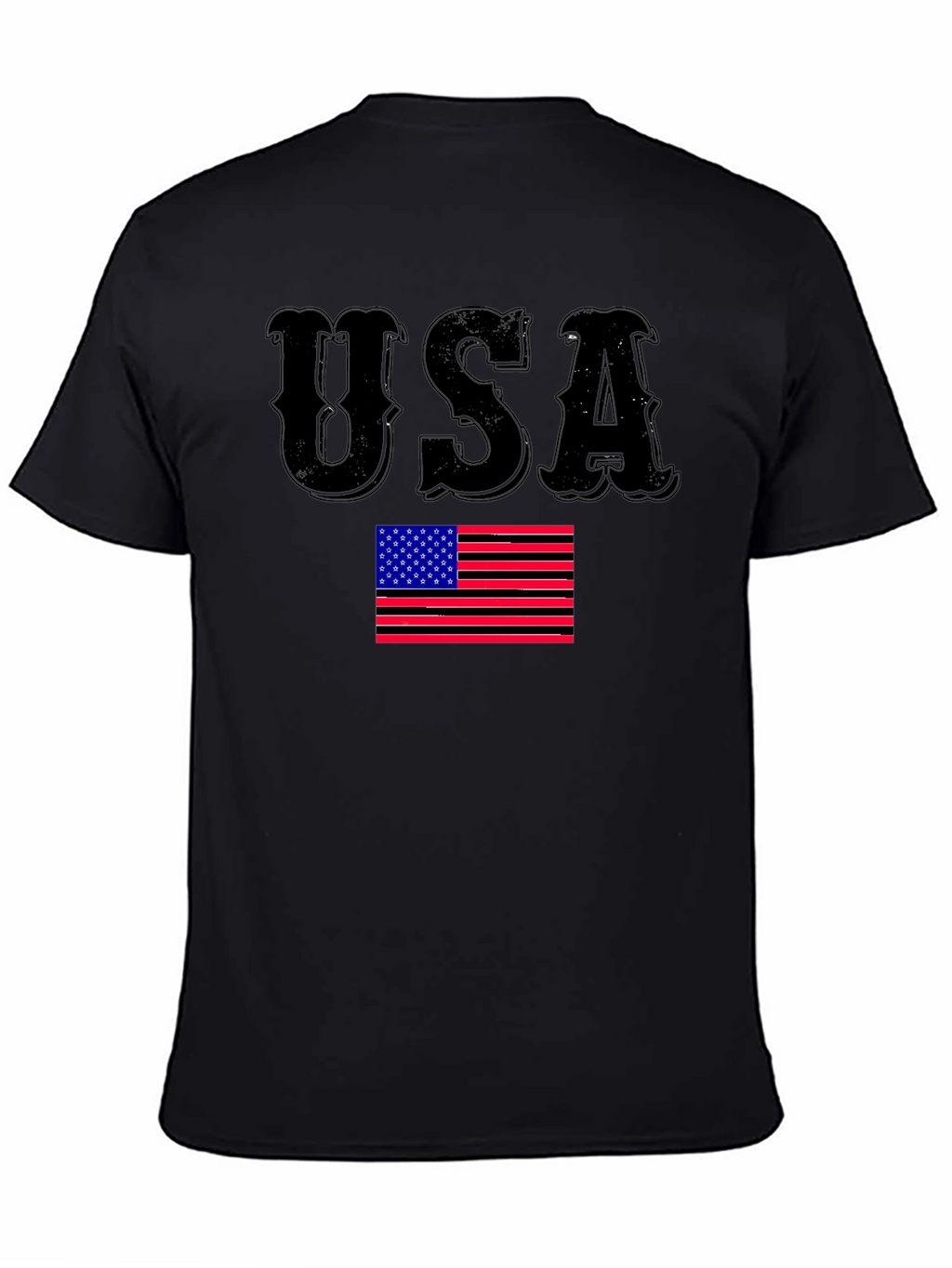 USA Flag Graphic Print Black T-Shirt