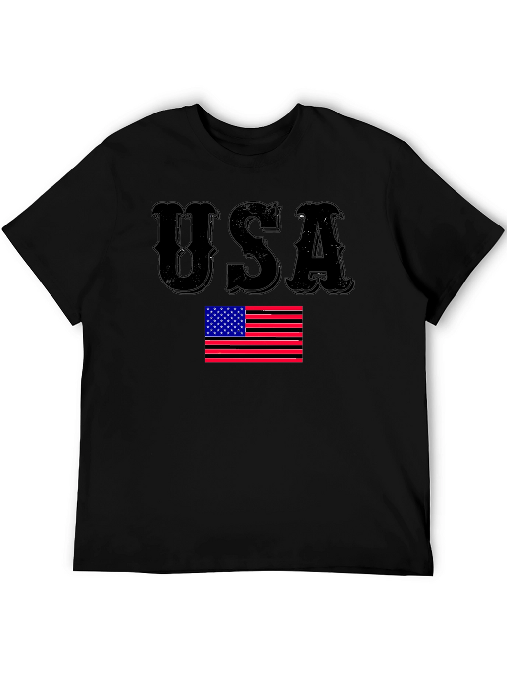 USA Flag Graphic Print Black T-Shirt