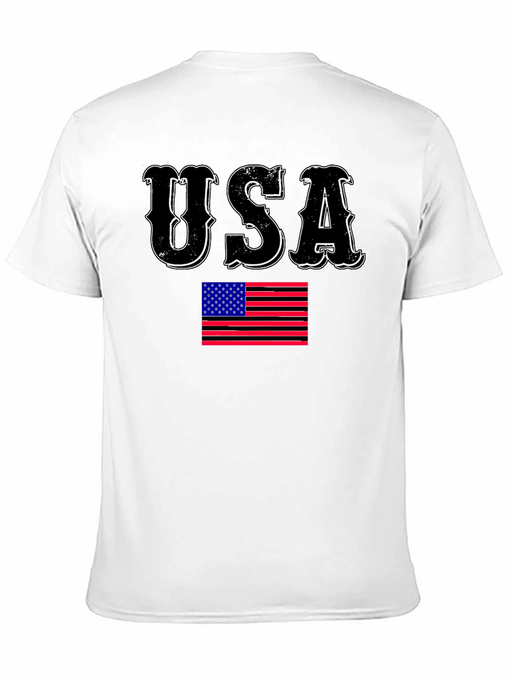 USA Flag Graphic Print Black T-Shirt