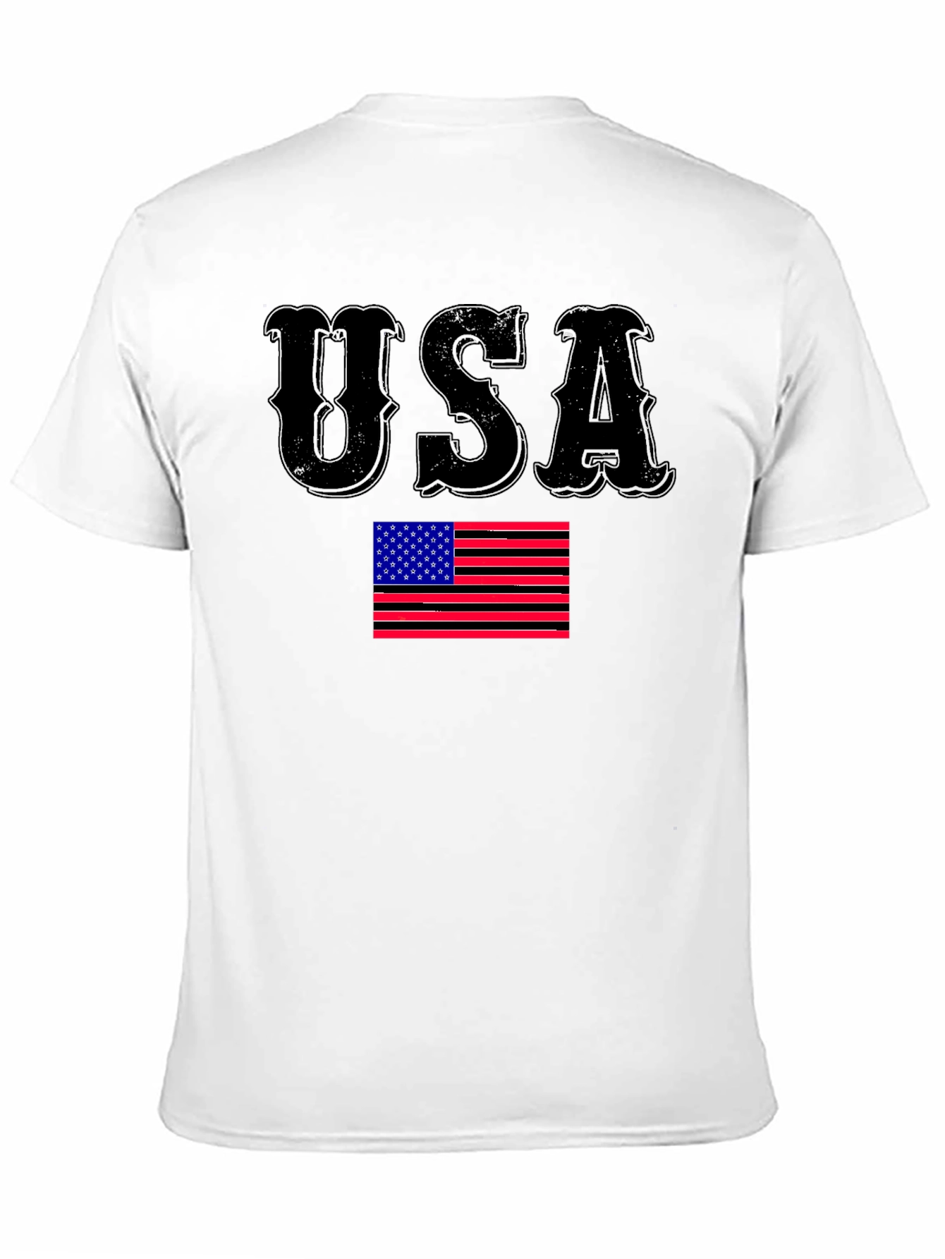 USA Flag Graphic Print Black T-Shirt