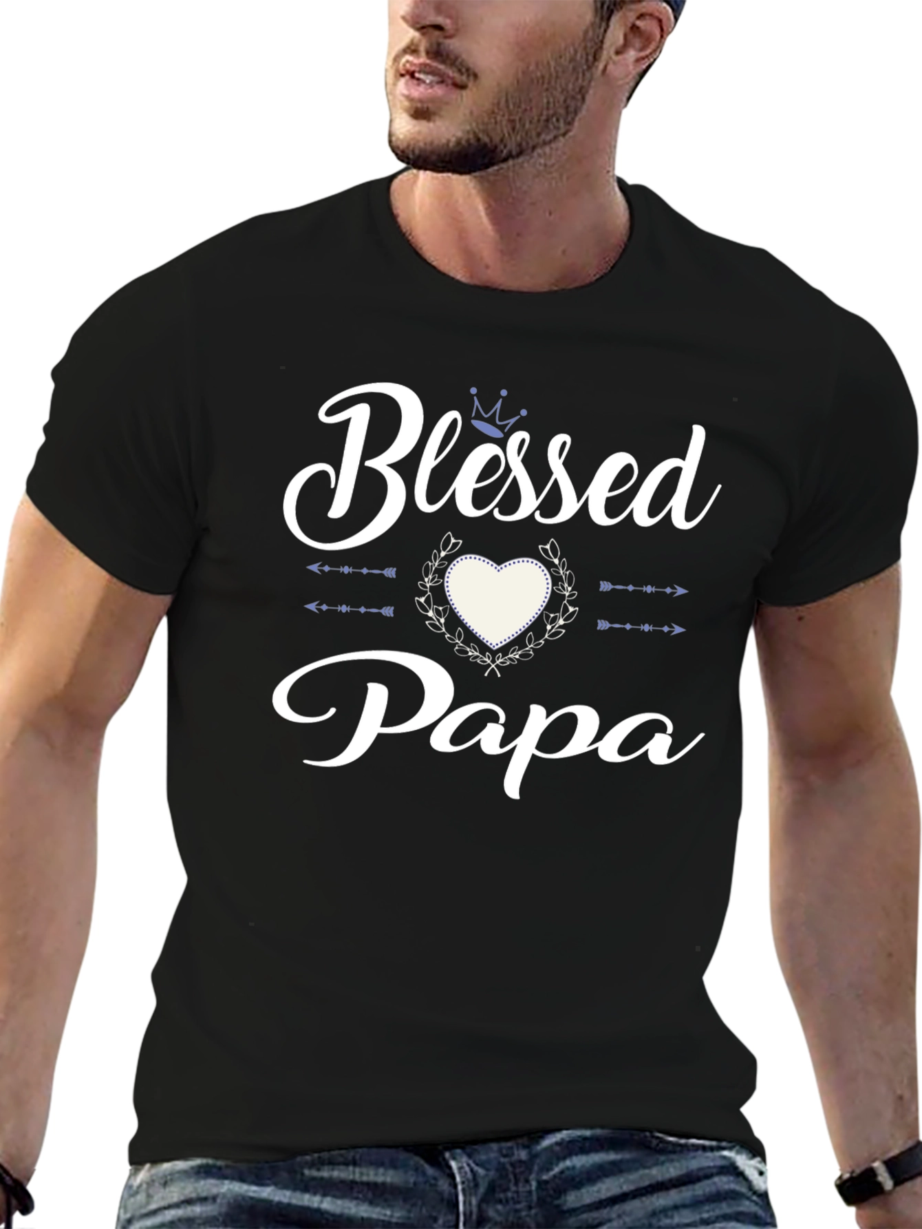 Blessed Papa Graphic Tee - Mens Black T-Shirt