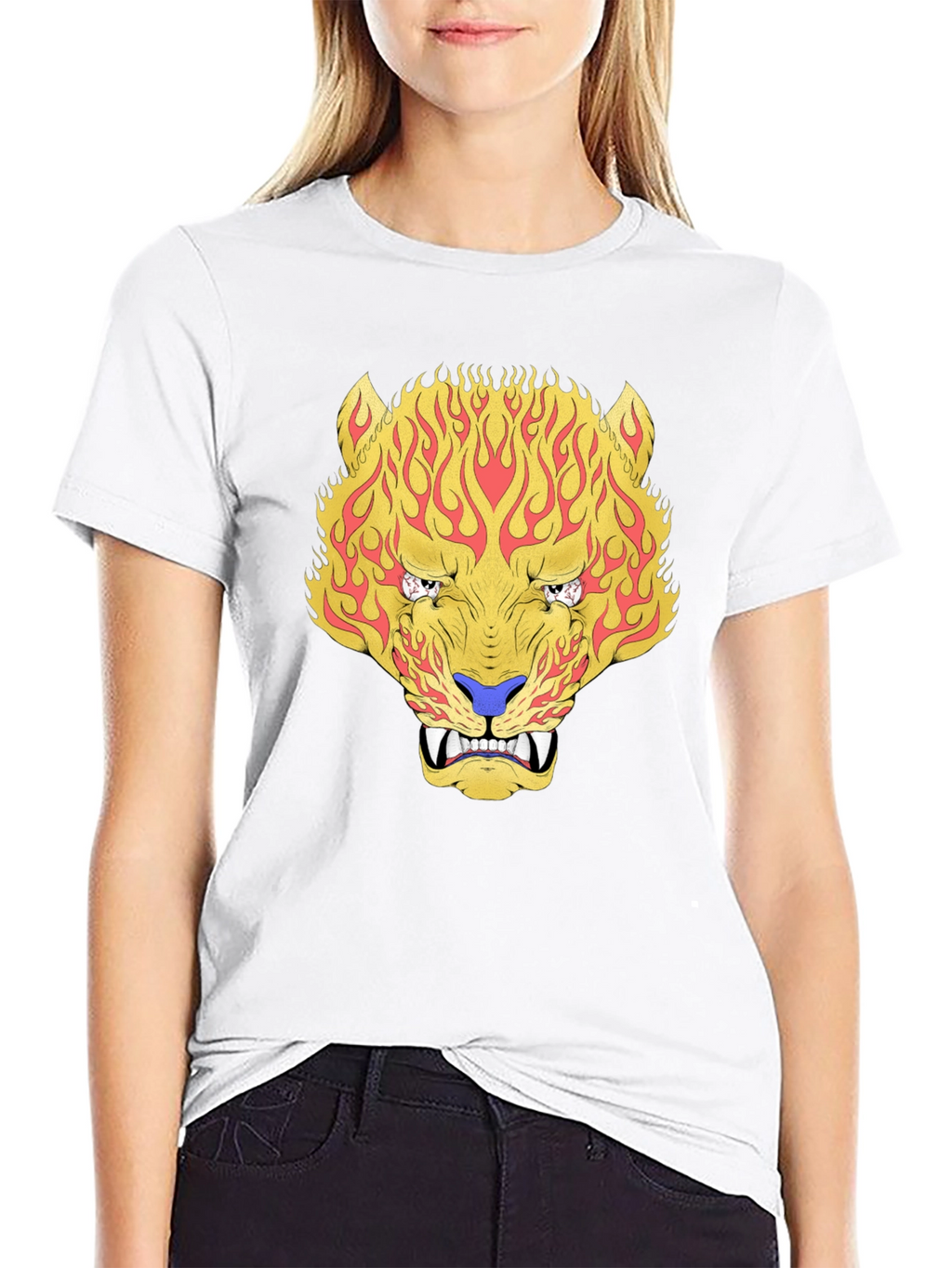 Fiery Tiger Graphic Tee - Bold Black T-Shirt