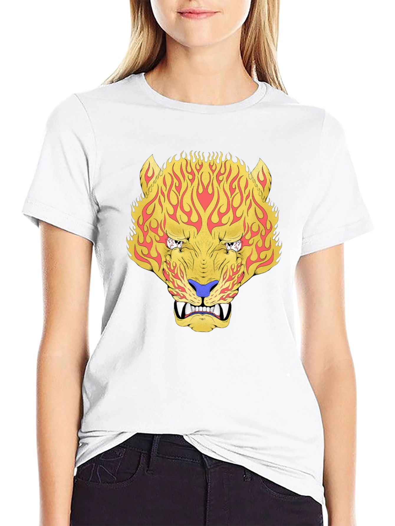 Fiery Tiger Graphic Tee - Bold Black T-Shirt