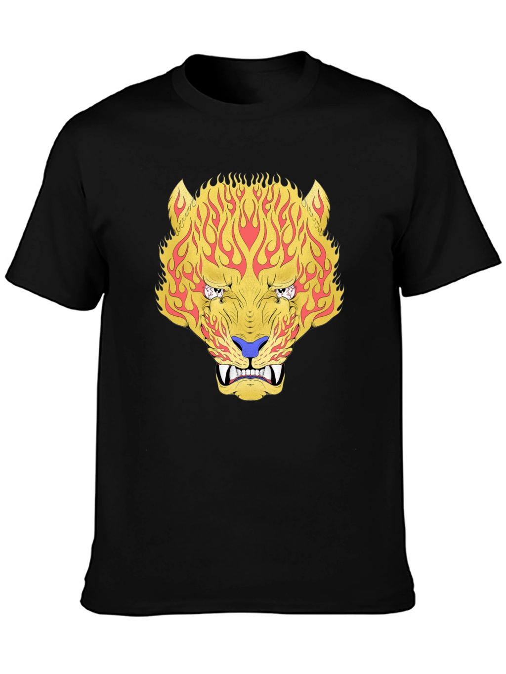 Fiery Tiger Graphic Tee - Bold Black T-Shirt