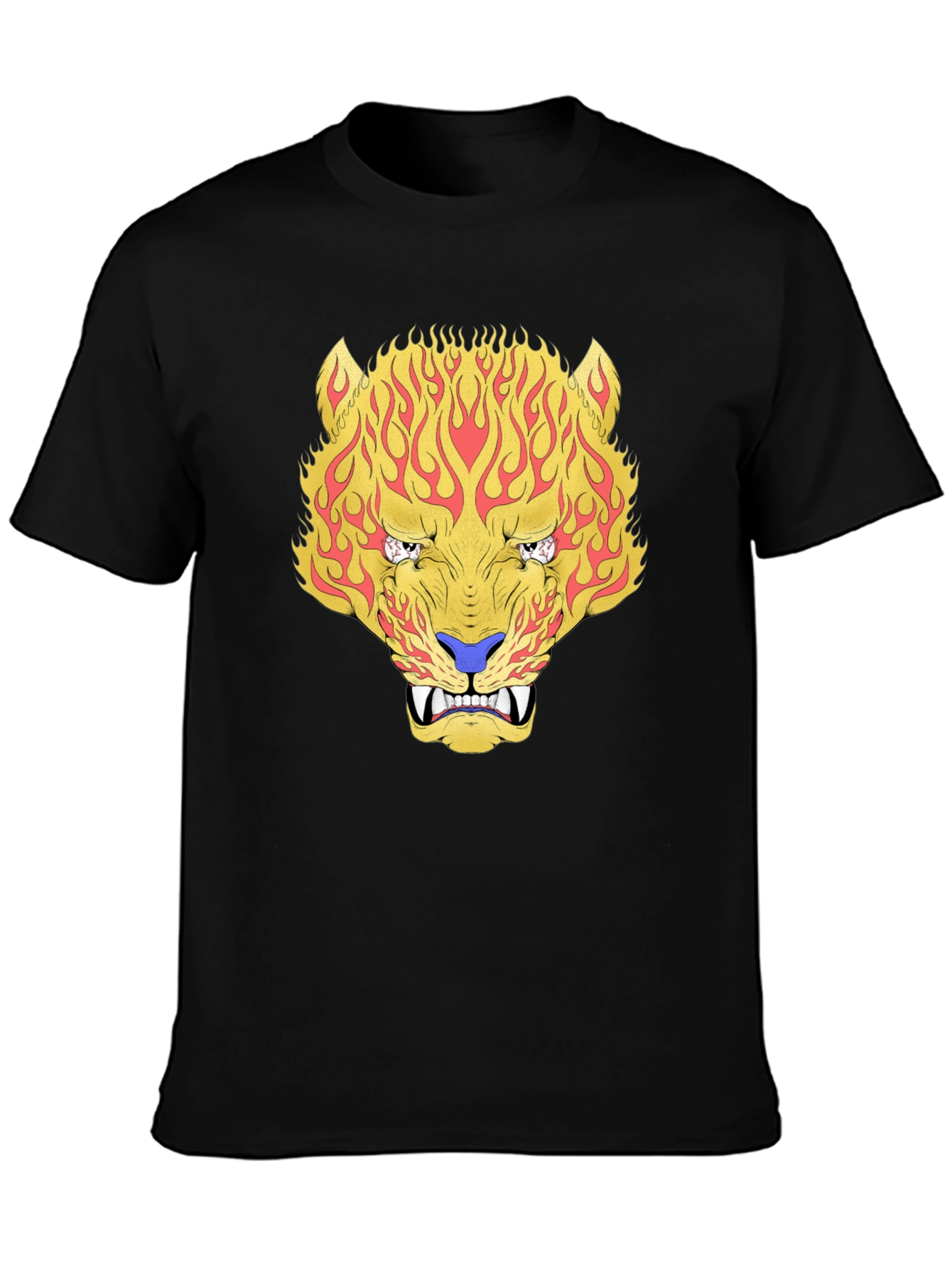 Fiery Tiger Graphic Tee - Bold Black T-Shirt