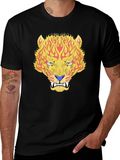 Fiery Tiger Graphic Tee - Bold Black T-Shirt