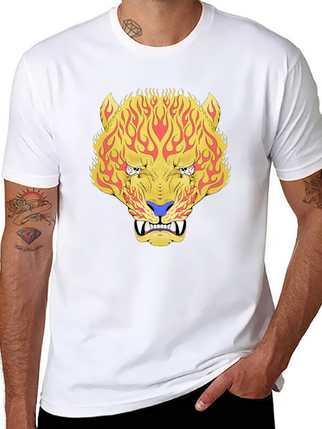 Fiery Tiger Graphic Tee - Bold Black T-Shirt