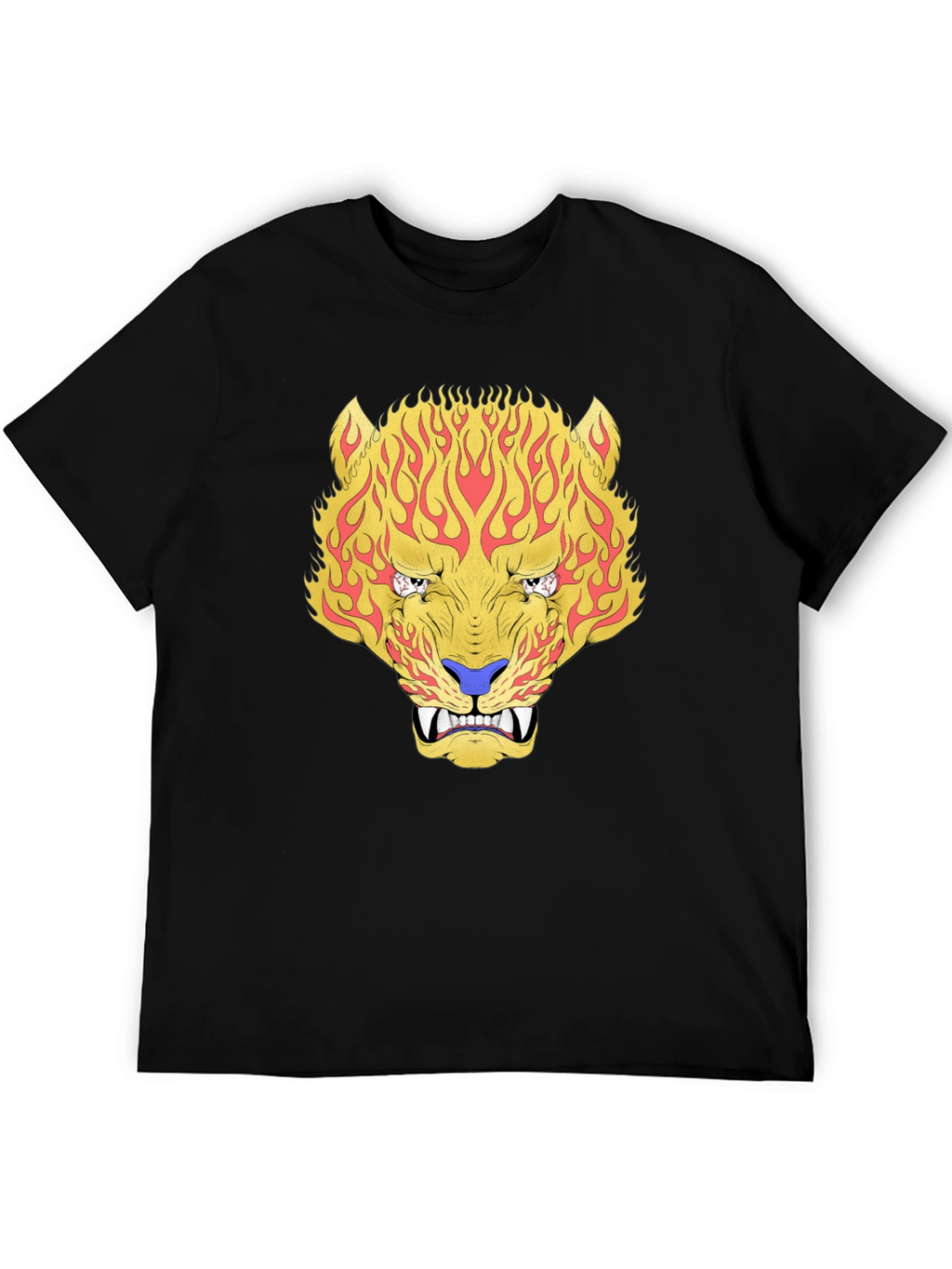 Fiery Tiger Graphic Tee - Bold Black T-Shirt