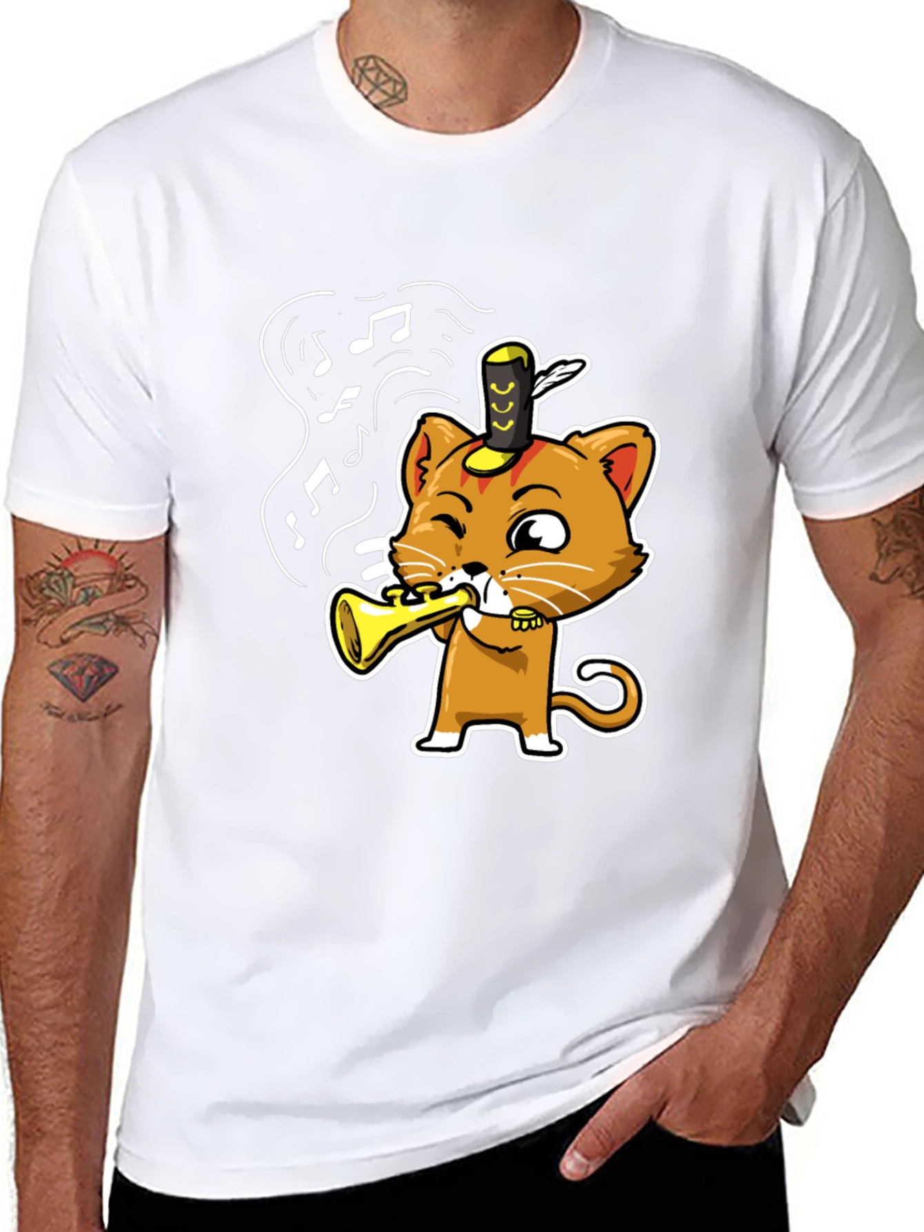 Trumpet Cat T-Shirt - Black