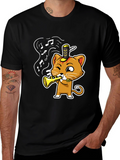 Trumpet Cat T-Shirt - Black