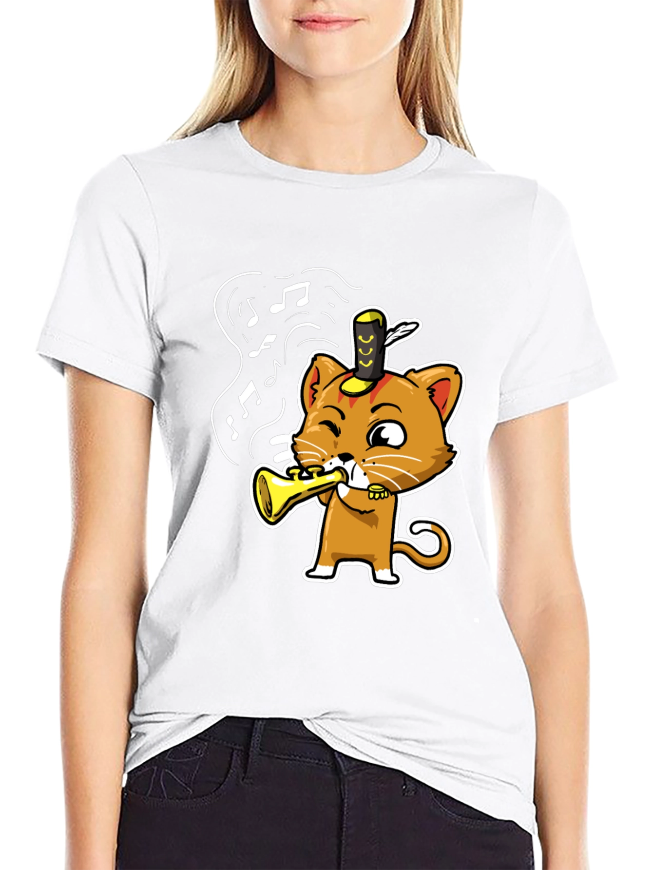 Trumpet Cat T-Shirt - Black