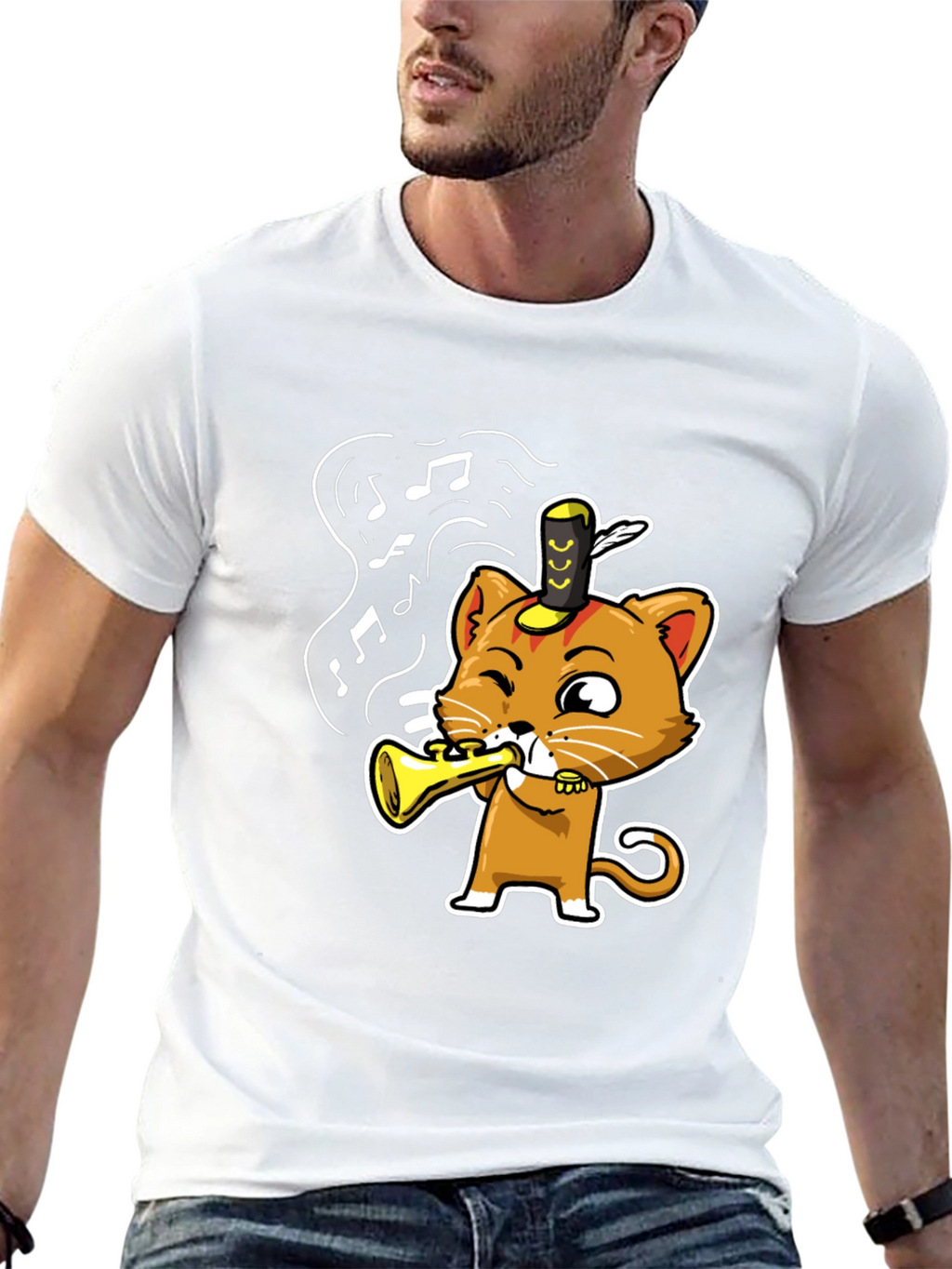 Trumpet Cat T-Shirt - Black