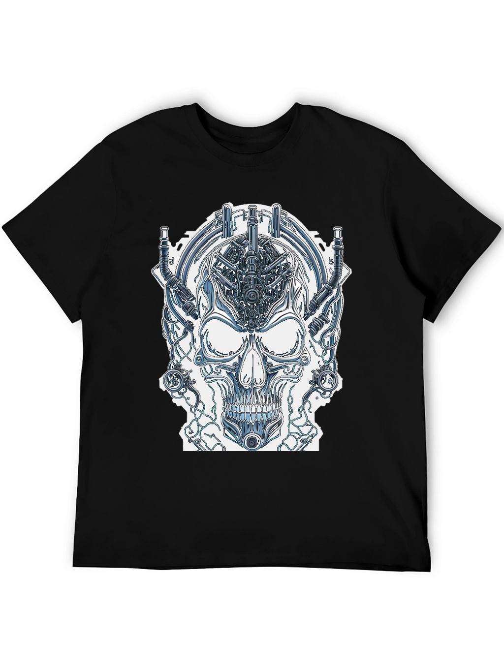 Cyberpunk Skull Graphic Tee - Edgy Sci-Fi Design