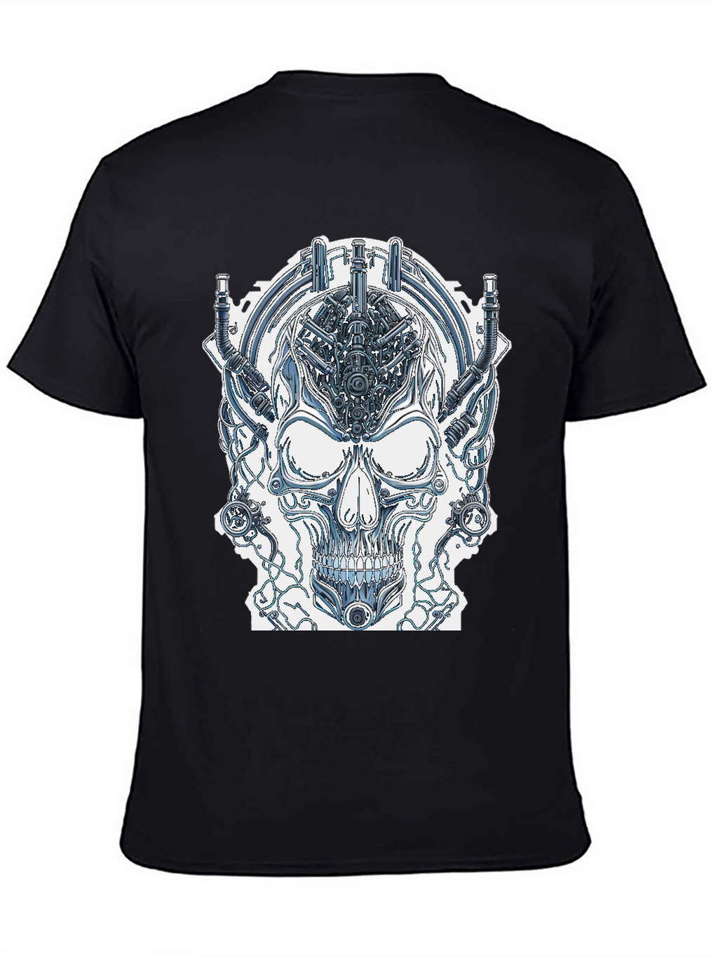 Cyberpunk Skull Graphic Tee - Edgy Sci-Fi Design