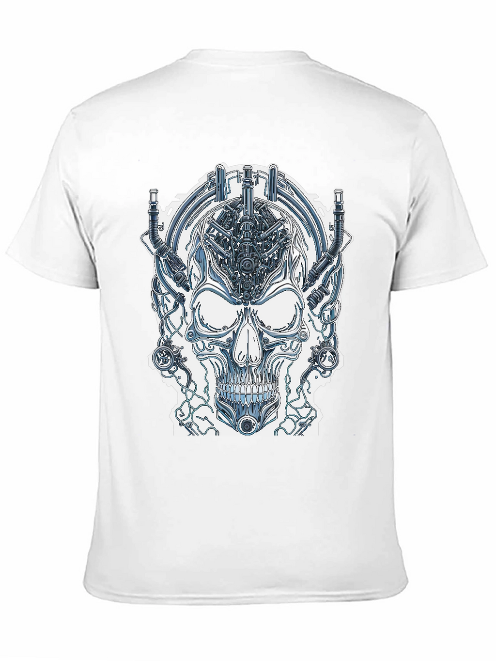 Cyberpunk Skull Graphic Tee - Edgy Sci-Fi Design